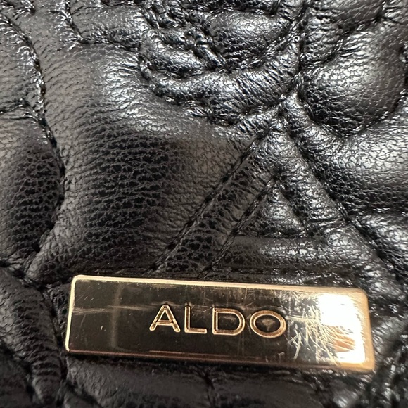 Aldo Black Quilted Shoulder Bag with Gold Chain - Picture 7 of 13